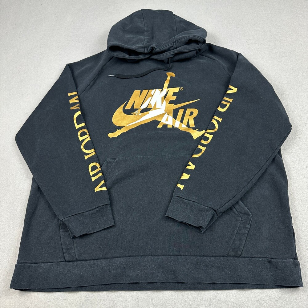Nike Air Jordan Hoodie Men 2XL Black Logo Graphic Jumpman Sweatshirt Pullover